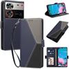 Generico DayQiQiPu Custodia per ZTE Nubia Z60 Ultra (6,8 Pollici) Cover in Pelle PU con Colori Dopamina Custodia a Portafoglio Ribaltabile Antiurto Caso con Cinturino da Polso, Blu scuro