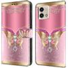 BLOTECH Glitter Cover per Motorola Moto E13 Custodia Flip Caso in PU Pelle Portafoglio Cover a Libro Magnetic Buckle 3D Brillantini Glitters PU Leather Protettiva,Butterfly with diamonds