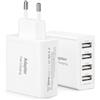 Poutek 2 Pack 25W 4-Port Caricatore USB Multiplo Presa Alimentatore Adattatore | USB Spinotto Multipla per iPhone 17/16/15/14/13/12/11/X/8/7, Samsung Galaxy S26/S25/S24/S23/S22/A71, Xiaomi, Huawei, Google