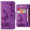 Ougger Cover per Huawei P20 Lite Custodia, Portafoglio PU Pelle Magnetico Morbido Silicone Flip Cover Bumper Protettivo Borsa Custodia Huawei P20 Lite con Slot per Schede, Striscia Farfalla (Viola)