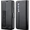 OCASE Portafoglio Cover per Samsung Galaxy Z Fold 4 (7,6 Pollici) Nero | Custodia a Ribalta, Portafoglio in Pelle PU, Blocco RFID, 4 Slot per Carte, Supporto Integrato, Protezione Antishock