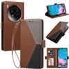 Generico DayQiQiPu Custodia per ZTE Nubia Z50S Pro (6,8 Pollici) Cover in Pelle PU con Colori Dopamina Custodia a Portafoglio Ribaltabile Antiurto Caso con Cinturino da Polso, Marrone