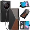 Generico DayQiQiPu Custodia per ZTE Nubia Z60S Pro (6,78 Pollici) Cover in Pelle PU con Colori Dopamina Custodia a Portafoglio Ribaltabile Antiurto Caso con Cinturino da Polso, Nero
