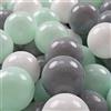 KiddyMoon 50 Palline/7Cm Palline Morbide Colorate Per Piscina Bambini Fatto In EU, Bianco/Grigio/Menta