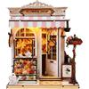 CSYY Casa in miniatura per casa di fiori, 153 pezzi, Book Nook, kit fai da te, casa delle bambole, puzzle 3D, vista stradale, artigianato, libreria, decorazione, luci LED, kit fai da te per adulti