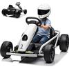 GarveeHome Go Kart Elettrico per Bambini 24V 2x300W - Drift Kart fino a 8 km/h - Musica e Avviamento Morbido - Veicolo Giocattolo Esterno Sicuro per 8-12 Anni - Colore Bianco