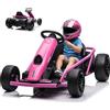GarveeHome Go Kart Elettrico per Bambini 24V 2x300W - Drift Kart fino a 8 km/h - Musica e Avviamento Morbido - Veicolo Giocattolo Esterno Sicuro per 8-12 Anni - Colore Rosso Rosa