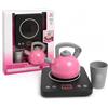 Generico Set Cucina Fornello Piastra Piano ad Induzione con Luci e Suoni Reali Bollitore e Bicchiere Rosa Azzurro Caffettiera Moka Giocattolo Simulatore di Cottura Elettrodomestici Giocattolo Bambini (rosa)