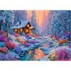 Luneko Jigsaw Puzzle per adulti, 1000 pezzi, sfida difficile e complesso, stile pittura a olio, paesaggio naturale, bosco innevato, casa e ruscello, 70 x 50 cm