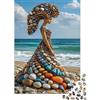 9K4D7V2G Donna Arte con Ciottoli Puzzle 1000 Pezzi Carta per Adulti Scena Spiaggia Relax Casa Famiglia Regalo Decorazione 38x26cm/1000pcs