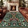 Alishomtll Tappeto a pelo corto, antiscivolo, morbido, lavabile, vintage, motivo floreale e piante, per camera da letto, cameretta dei bambini, cucina, ingresso, verde, 140 x 200 cm