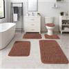 Heavyoff Set Tappeti Bagno 4 Pezzi, Tappeti Assorbente Antiscivolo, Soffice Tappetini Doccia, Lavabile in Lavatrice per doccia, vasche da bagno, Caffè