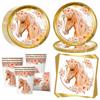 AINIUNIU Stoviglie per Festa di Cavallo per 20 Invitati, 60 Pezzi Piatto di Compleanno Usa e Getta a Tema Cavallo, Piatti di Carta, Tazze, Tovaglioli per Feste di Compleanno per Bambini Adulto