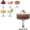 Generico OCEANO Set 6 Coppette in Vetro per Gelato Dessert Piede Coppe Eleganti per Macedonia Mousse Dolci Trasparente Gelateria Bar Ristorante (6 Coppette Diamante)