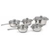 Cecaro Group Batteria Pentole 10 Pezzi in Acciaio Inox - Set Pentole e Padelle con Coperchi in Vetro Temperato - Adatte a Induzione, Gas, Elettrico e Vetroceramica
