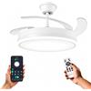 IluminaShop Ventilatore da soffitto con luce LED White-Olg con luce CCT regolabile e controllo dell'intensità, motore DC 30 W + luce 36 W, silenzioso, 6 velocità, 4 pale retrattili, timer.