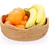IGNPION Ciotola di stoccaggio in rattan, cesto di frutta in tessuto, rotondo, 26 cm, per servire pane, pane, snack, uova, ciotole, tavolo da pranzo, ripiano da tavolo, cesti decorativi