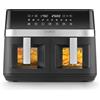 CASO AirFry DuoChef - Friggitrice ad aria air fryer 2in1 senza olio con doppio scomparto da 5,5 L o un grande forno AirFry da 14 L, 10 programmi, SHAKE-Reminder, lavabile in lavastoviglie, 2200W