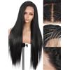 WIGNEE 13x6 Lace Front Wig Liscia Nera Pre-Sfoltita Tutti I Giorni E Feste | Parrucca Lace Front Sintetica Fatta A Mano Fibra Futura, Capelli Liscio Lungo Voluminoso Per Donne 71 cm