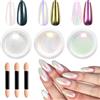 LEDSUUEI Polvere Unghie Effetto Perla - LEDSUUEI Polvere Cromata per Unghie Bianca, Polvere Specchio Aurora Glazed Donut per Unghie, Polvere Unghie Ice Clear Mermaid Pigmenti per Unghie Glitter: DIY Deco Salon