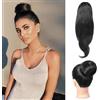 XFSRG Extension Coda Capelli Chignon con Coulisse Posticci per di Cavallo con Coulisse Finta Capelli Extension Coda di Cavallo per Donna (Nero Naturale)