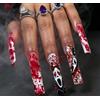 MouyouGlow Unghie Finte Lunga MouyouGlow,Squadrata Halloween Ghostface Blood Sangue Skull