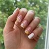 Generic 24PCS Unghie finte Breve Fiore Design Press On Nails Mandorla Tips Chic Nude Floreale Francese Falso Estate Stick On per le Donne Manicure FAI DA TE