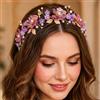 IYOU Cerchietto Mariage Fiori Viola Accessorio per Capelli Sposa Accessori per Capelli Damigella Dd'onore per Donna (Oro)