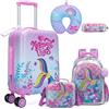 HTgroce 5 Pezzi Valigia per Bambini con Maniglia Retrattile + Zaino Bagaglio a Mano, con ruote girevoli a 360 °