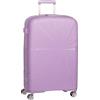American Tourister Trolley Taglia L espandibile. Possiede 4 ruote, chiusura integrata con combinazione a 3 cifre con funzione TSA. Dispone di una doppia tasca interna con zip e cinturino ferma abiti