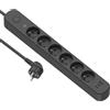 Electraline 32032 - Blocco multipresa prima 6 prese 16 A + 3 USB (1 tipo A + 2 tipo C PD20W), con protezione da sovratensione, con interruttore, lunghezza 1,5 m, nero