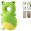 Viondra Baby Head Protector Zaino per 5-24 mesi (rana) | Morbido zaino protettivo per la testa del bambino, con cinghie regolabili, ginocchiere e calzini per gattonare dai 5 ai 24