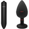 Generico Massaggiatore vibrante, silicone, AP01, S M L | Silicone morbido, impermeabile, 10 velocità, 1.8 x 9 cm, massaggiatore anale o set vibratore anale(AP-L-V-Black)
