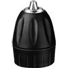 Porta - Mandrini senza chiave serie TAURUS PROFESSIONAL. Ghiera esterna in plastica, naso in acciaio. Utilizzabili su trapani reversibili ed a percussione. Capacita' foratura 1,5-10 mm. Attacco mandrino: 3/8" x 24