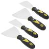 Hoement 4 Pezzi Spatola Raschietto per Vernice in Acciaio Inox, Set da 4 | Impugnatura Doppio Colore in Plastica, Antiruggine e Stabile, per Raschiatura e Lavori di Parete