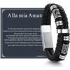 ChainsHouse Bracciale Uomo in Pelle con Biglietto Ideale Regalo per Lui | Regalo Uomo Compleanno Anniversario Laurea Natale per Marito Padre Figlio Amico, Braccialetto 19/21/23/25cm Confezione Regalo
