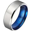 Hoisy Anello per Coppia in Titanio Incisione, 4MM/6MM/8MM Rotondo Spazzolato Bicolore Anello in Blu Argento per Matrimonio Uomo