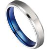 Hoisy Anello per Coppia in Titanio Incisione, 4MM/6MM/8MM Rotondo Spazzolato Bicolore Anello in Blu Argento per Matrimonio Uomo