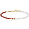 COAI Bracciale Minimalista da Donna con Cristalli Naturali e Pietre Dure, Bracciale da Donna di Perline di Pietra di Luna e Corniola Rossa