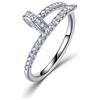 ZUOHUI Anello con moissanite for Unghie in Argento Sterling S925 for Donna - Fascia Minimalista impilabile da 0,5 ct, Anello ipoallergenico for l'uso Quotidiano in Ufficio
