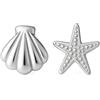 Tuscany Silver Orecchini a lobo con stella marina e conchiglia in argento sterling per donna