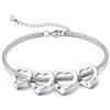 Jeweidea Bracciale da Donna Personalizzato con Pietra Natale Nome Inciso, Acciaio Inossidabile Catena Regolabile Cuore Ciondolo Argento Oro Regalo per Mamma, Nonna, Festa della Mamma Natale