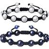 COAI Coppia di Bracciali Lui e Lei Intrecciati a Mano con Pietre Naturali