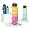 Motswedi Borraccia 500 ml, Indicatore del Tempo, Bottiglia d'acqua Sportiva, Borraccia Acqua, A Prova di Perdite, Borracce per Ufficio,Palestra, Scuola, Giallo & Rosa