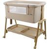 Asalvo Smart - Lettino 2 in 1 con 7 altezze regolabili, ruote con freni, materasso incluso, mini culla per neonati (beige)
