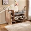 Poeahu Scarpiera con superficie di seduta, in legno con 1 cassetto pieghevole, scarpiera stretta, divisorio regolabile, per 6 - 8 paia di scarpe, 100 l x 30 x 69,5 H, colore legno