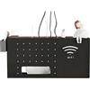 PUIOTEAI Scatola di Immagazzinaggio del Router, Mensola Router a Parete, Scatola Porta Router Wifi da Parete, Scatola di Immagazzinaggio Cavi, Router e Prese(Black)