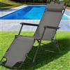 BAKAJI Sedia Sdraio Reclinabile in Lettino Prendisole Esterno Giardino Poltrona Relax Pieghevole in Metallo e Tessuto Oxford Traspirante con Poggiatesta Imbottito Terrazzo Piscina Spiaggia (Grigio)