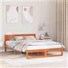 Pyvara Telaio per letto king size, 160 x 200 cm, in legno di pino massello, con rete a doghe e testiera, design moderno per camera da letto, comfort stabile, marrone cerato