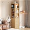 VIEKOS Libreria sottile, altezza 200 cm, con 3 scomparti aperti e 3 cassetti, regolabile su entrambi i lati, protezione antiribaltamento, 60 x 40 x 200 cm, mobile da bagno, rovere